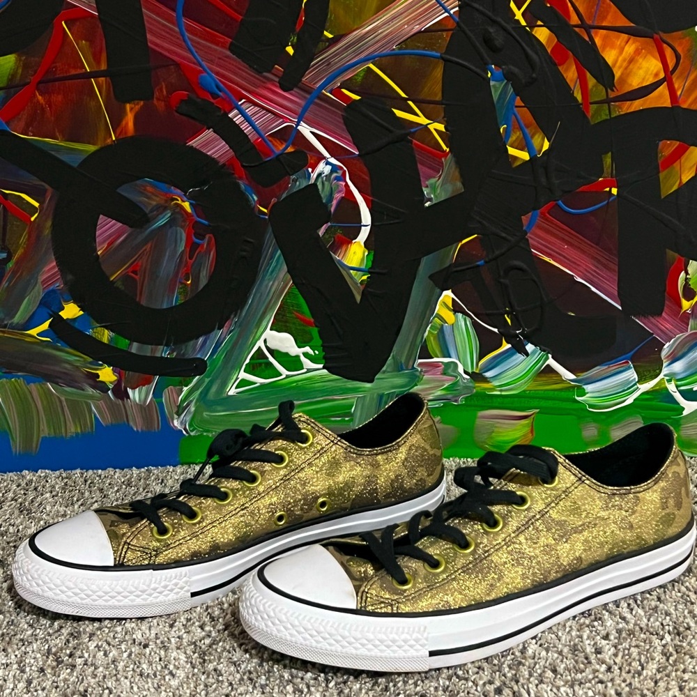 Converse gold camo, size 8.